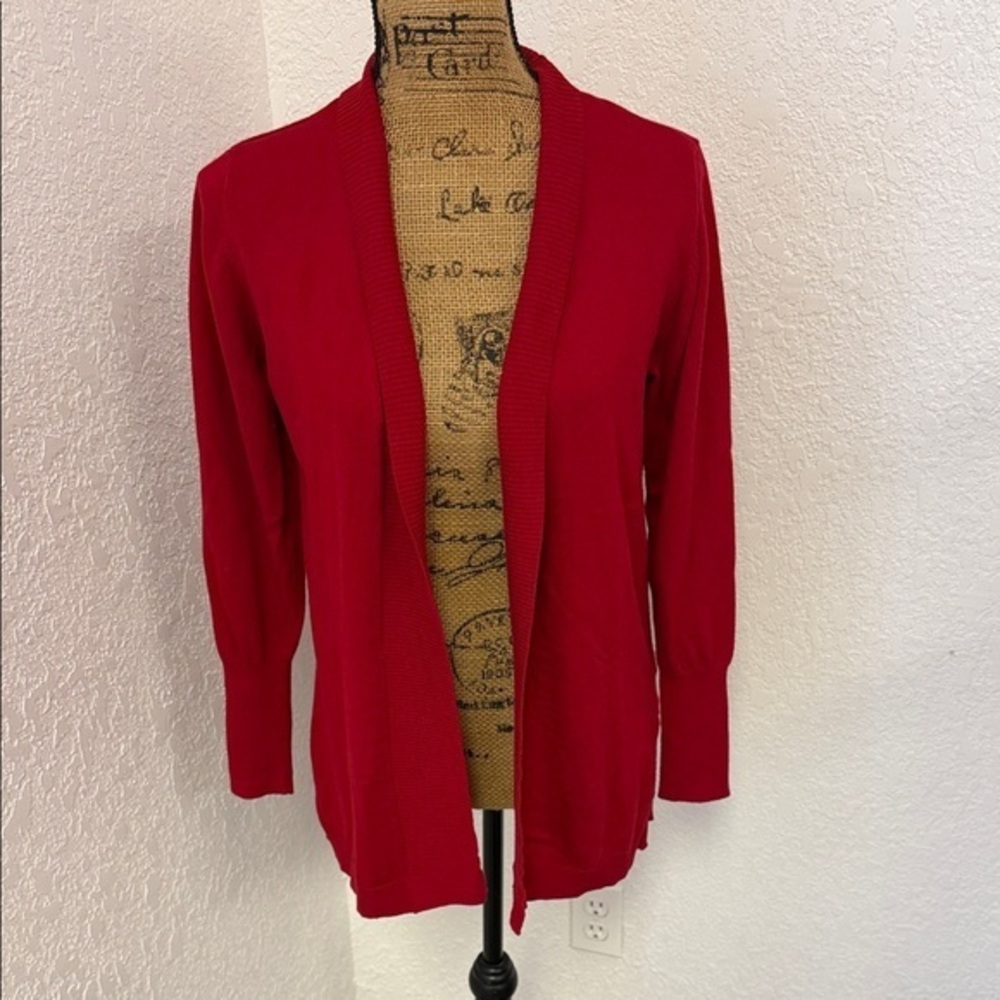 Worthington Vibrant Red Open Front Cardigan Sweater